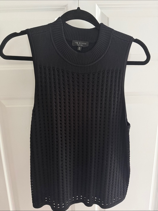 rag & bone Tops - rag & bone Black Eyelet Knit Sleeveless Tank
